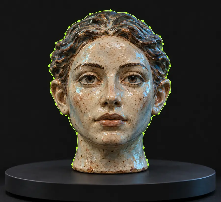 Ceramic face reference with a simple front-facing view
